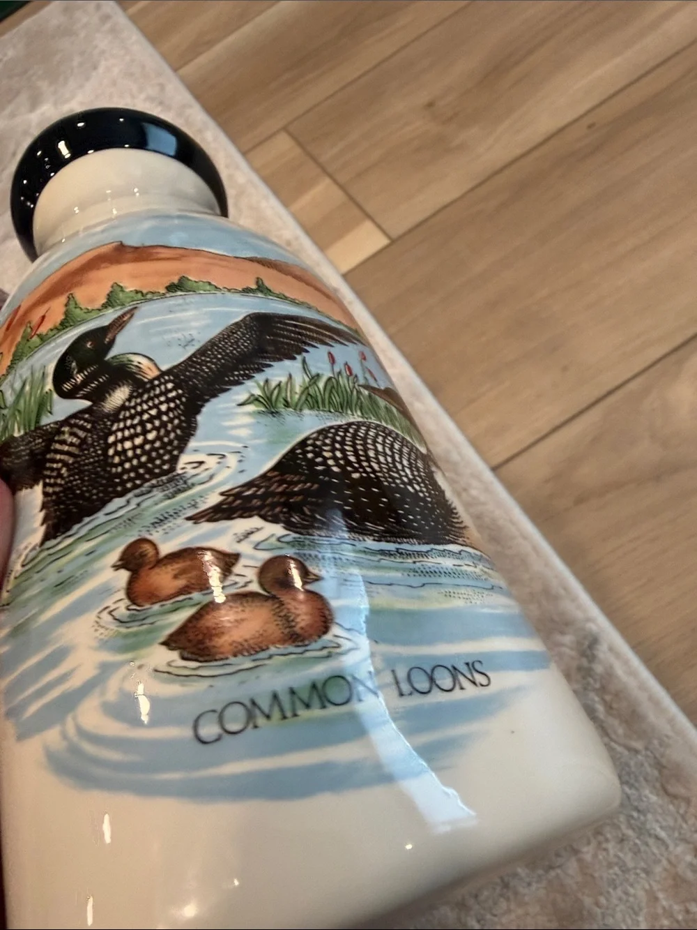 Decorative Vase with Common Loons Artwork Ducks Birds